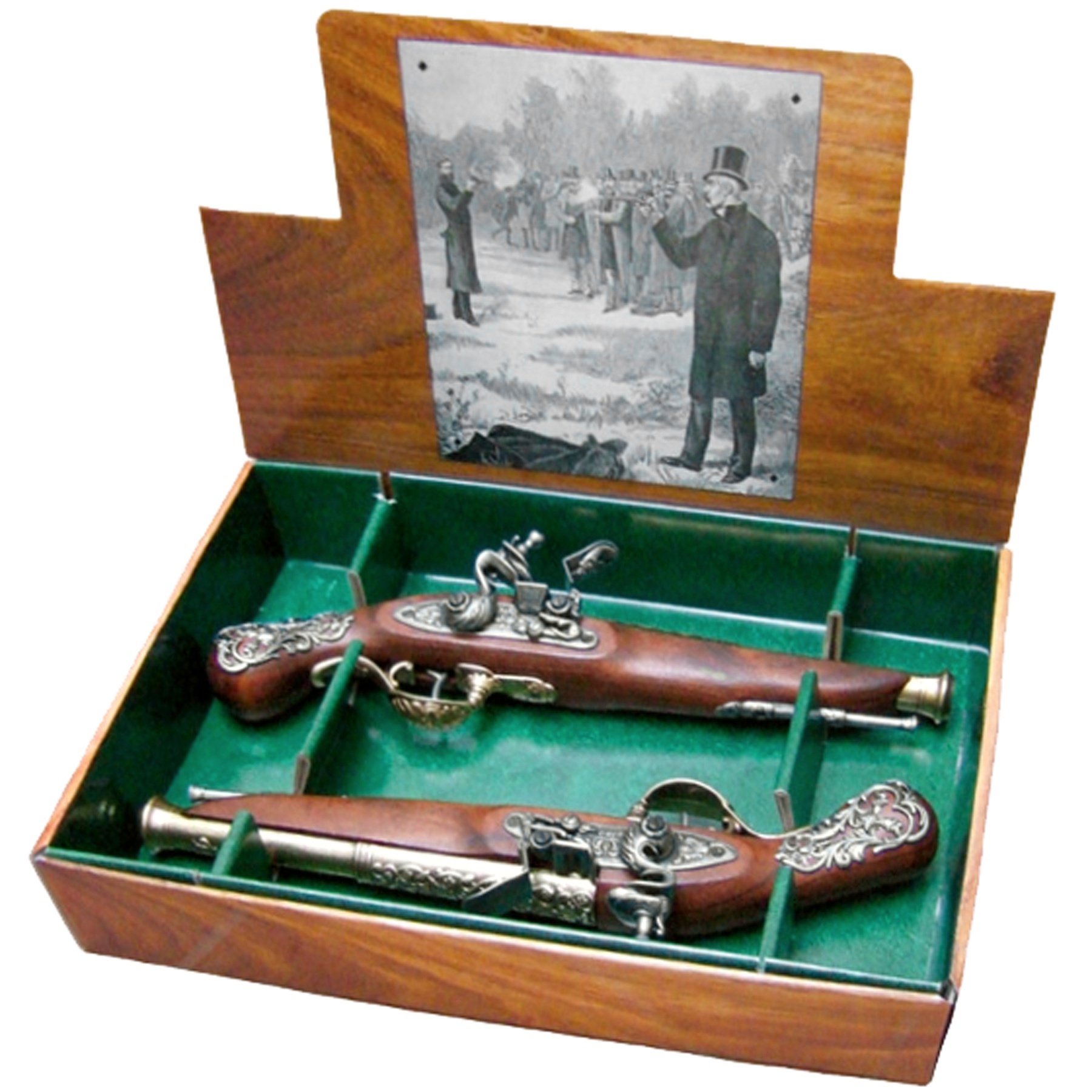 Cased Pair Flintlock Dueling Pistols & Accessories .54-.58 Caliber