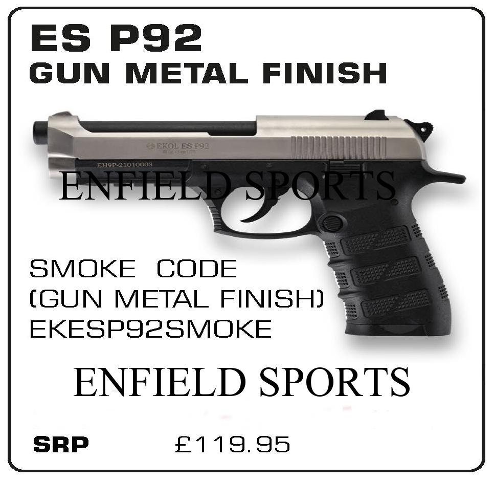 EKOL ES P92 Gun Metal Finish .177 Steel BB CO2 Air Pistol